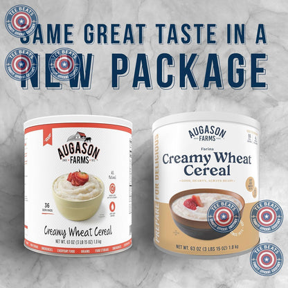 Augason Farms Creamy Wheat Cereal Bulk Can – Affordable Pantry Staple for Inflation-Smart Meal Planning, 6,480 Calories