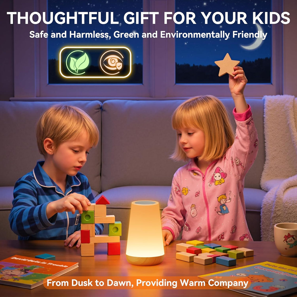 Auxmir Color Changing Bedside Lamp – Romantic Valentine's Day Gift for Her with 256 Light Combinations and Touch Control