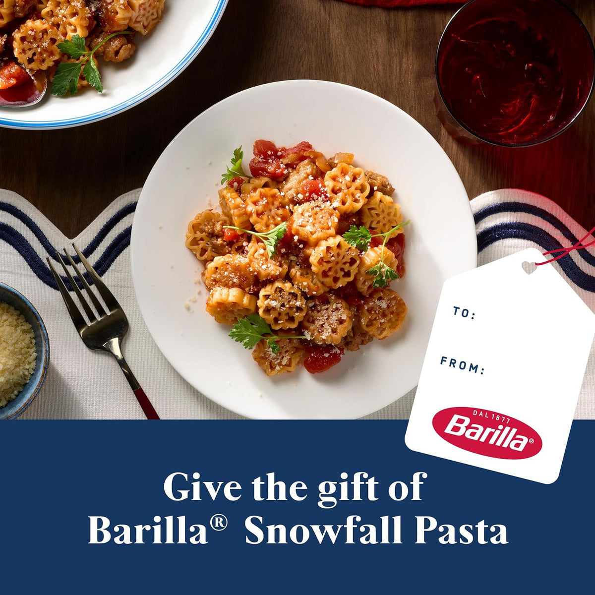 Barilla Holiday Snowflake Pasta, 12 Ounce – Ready-to-Give Hostess Gift with Built-In Festive Tag for Christmas Party Drop-By