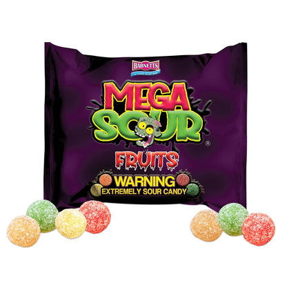 Barnetts Mega Sour Candy Fruits 227g – Outdoor Movie Night and Garden Party Sour Snack Mix, Easy Carry Bag