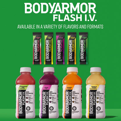 BODYARMOR Flash IV Electrolyte Packets – Restorative Hydration Ritual for Clean-Label Wellness Routines, 2200mg Electrolytes
