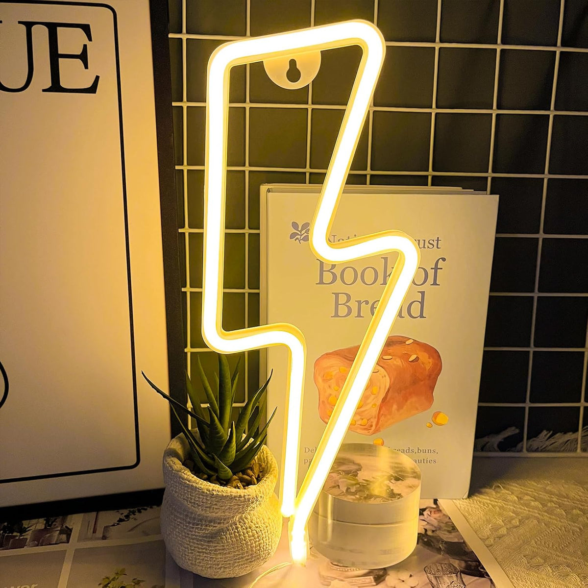 [Brand] Lightning Bolt Neon Wall Light – Child and Pet Friendly LED Sign, Cool Surface Battery and USB Powered Wall Light for Bedroom