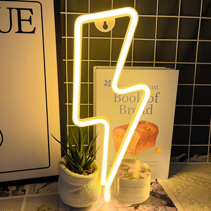 [Brand] Lightning Bolt Neon Wall Light – Child and Pet Friendly LED Sign, Cool Surface Battery and USB Powered Wall Light for Bedroom