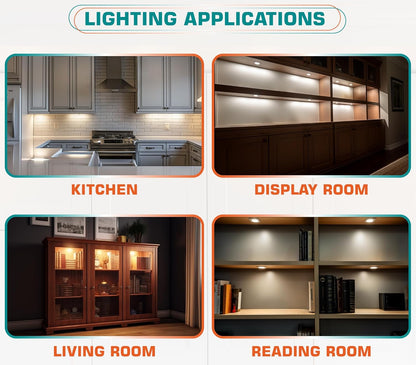 Brilliant Evolution LED Puck Light – Display Shelf Back Lighting for Memorabilia, 8mm Slim Profile, Daylight
