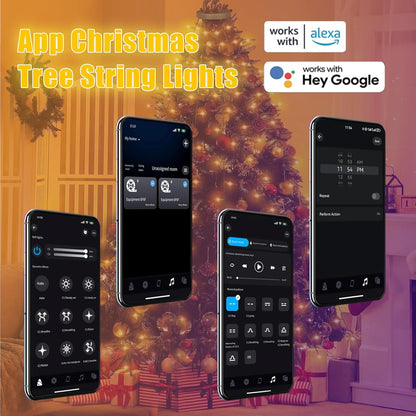 BrizLabs APP Controlled Tree Lights – Warm Holiday Ambiance for the Living Room with Music Reactive Modes