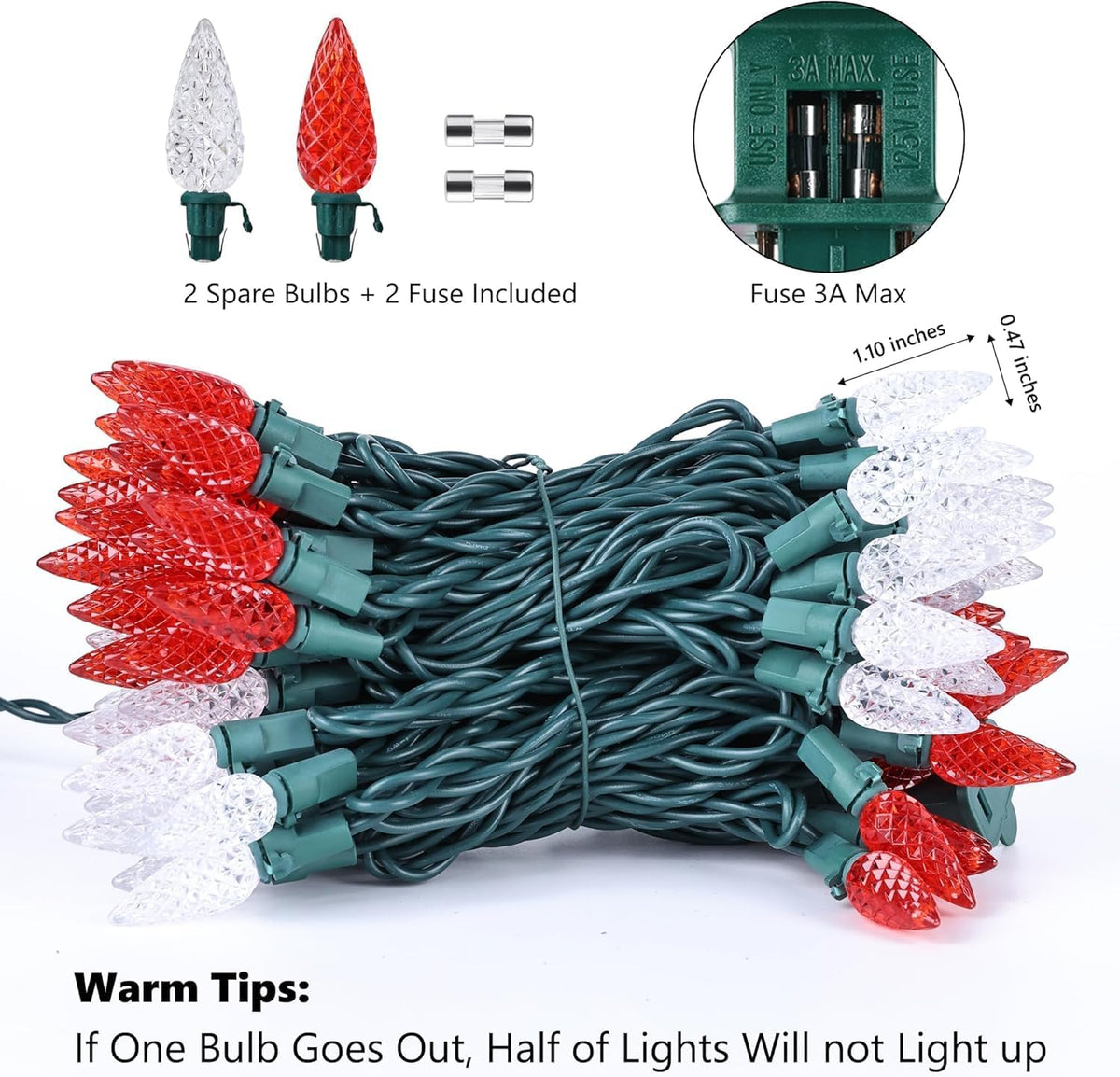 Brizled Multicolor C5 Light Strand – Festive Indoor Mood Lighting for Apartment, Den, and Holiday Mantel