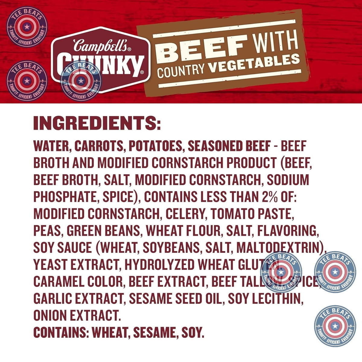Campbell's Beef Country Vegetable Soup – Shelf-Stable Backpacking Meal for the Trail, 18.8 Oz