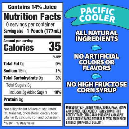 Capri Sun Pacific Cooler 6 oz Juice Pouches, 30 Pack Stock-Up Box, Ready-to-Drink Beverage for Efficient Lunchbox Packing and Practice Pickup