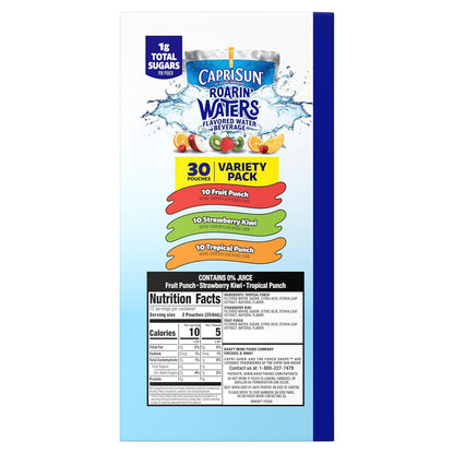 Capri Sun Roarin' Waters Straw Pouches – Safe and Fun Hydration for Toddlers and School-Age Kids, 30 ct, 6 fl oz
