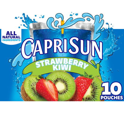 Capri Sun Strawberry Kiwi Flavored with other natural flavor Juice Drink Blend, 10 ct Box, 6 fl oz Pouches