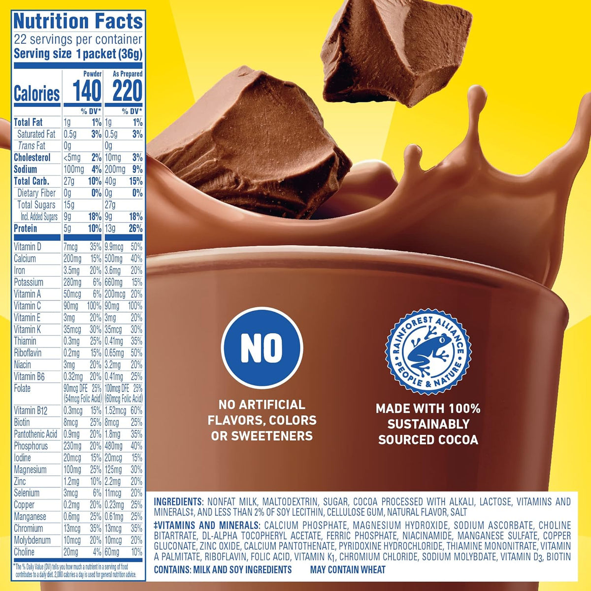 Carnation Breakfast Essentials High Protein Powder Drink Mix – Daily Vitamin-Fortified Shake for Senior Nutrition and Recovery Support, 22 Single-Serve Packets