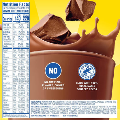 Carnation Breakfast Essentials High Protein Powder Drink Mix – Daily Vitamin-Fortified Shake for Senior Nutrition and Recovery Support, 22 Single-Serve Packets