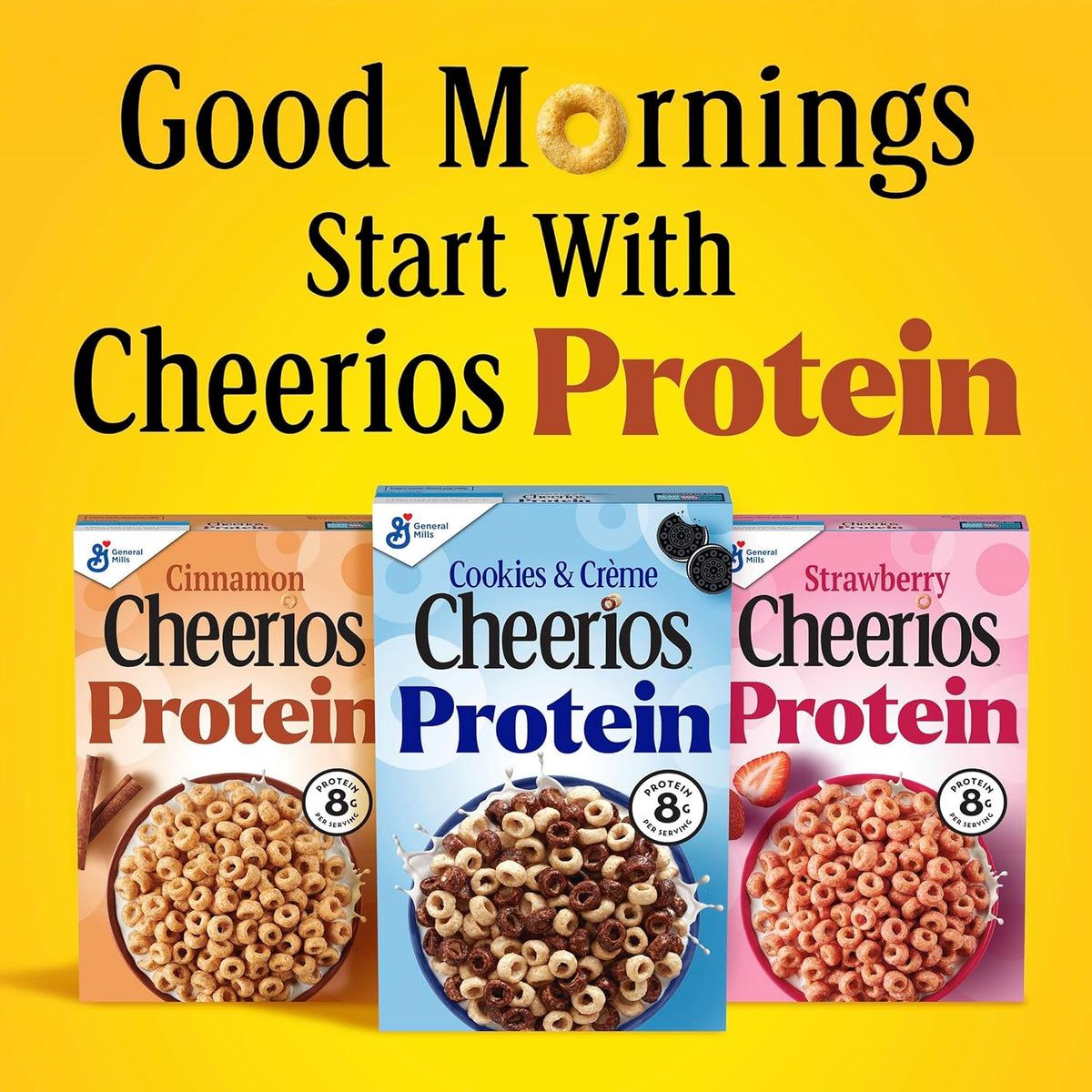 Cheerios Protein Cereal Strawberry Flavor – Balanced Whole Grain Cereal for Kids' Breakfast and Dry Snacking, 15 oz