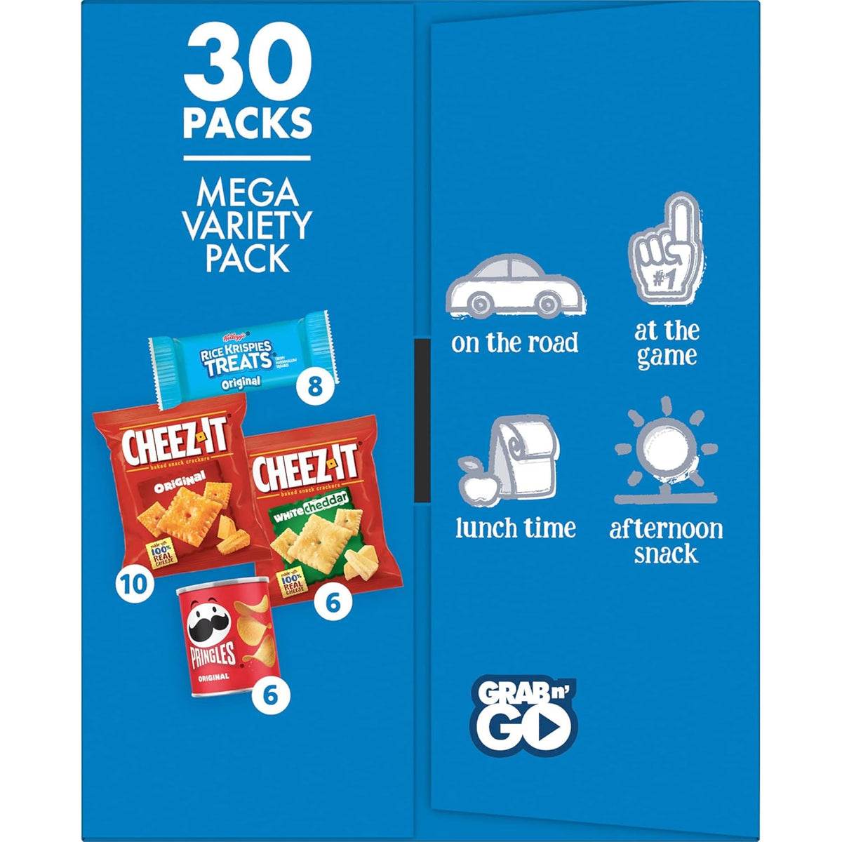 Cheez-It, Pringles & Rice Krispies Treats Snack Variety Pack – Camping Cooler and Hotel Room Travel Snack Box, 30 Count
