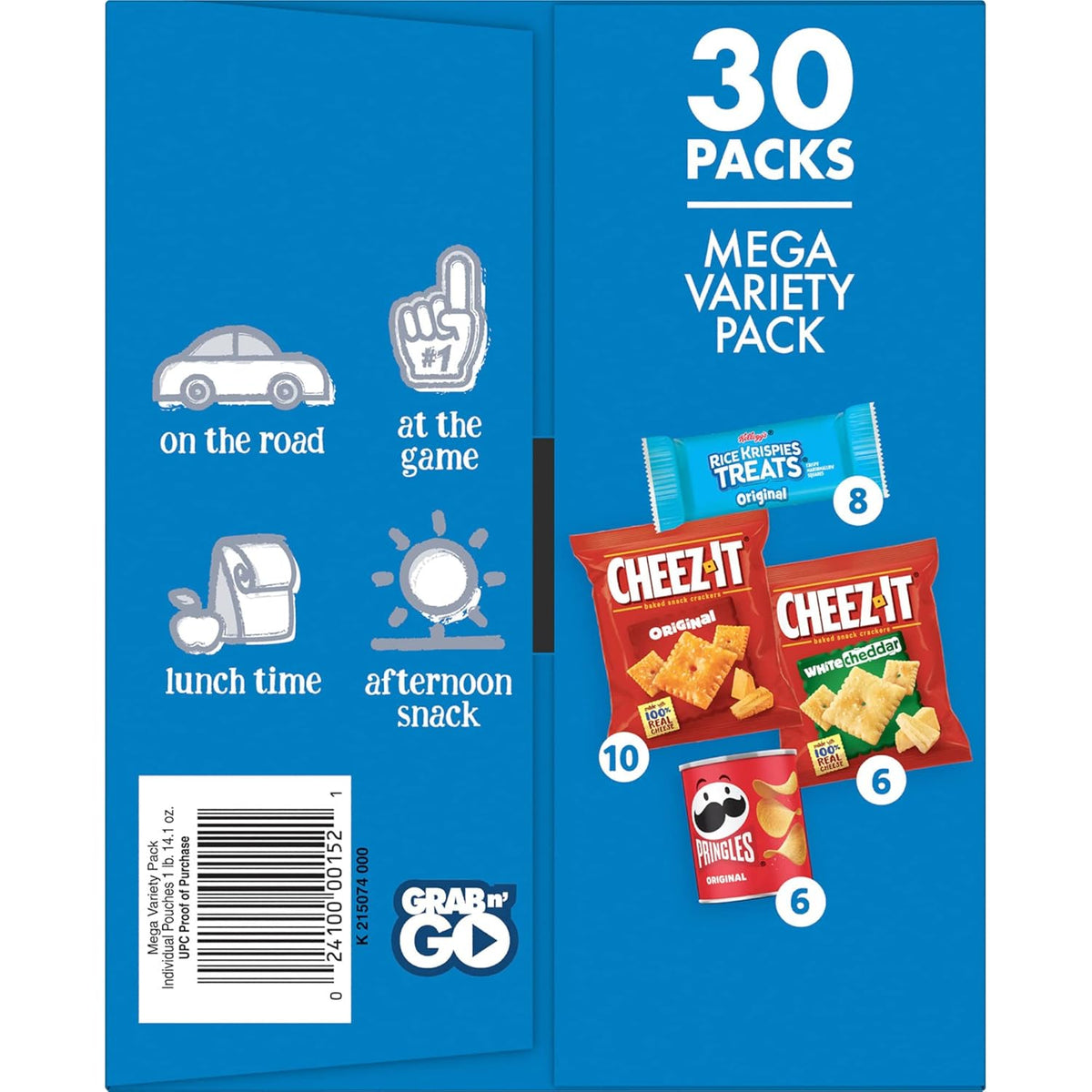 Cheez-It, Pringles & Rice Krispies Treats Snack Variety Pack – Camping Cooler and Hotel Room Travel Snack Box, 30 Count
