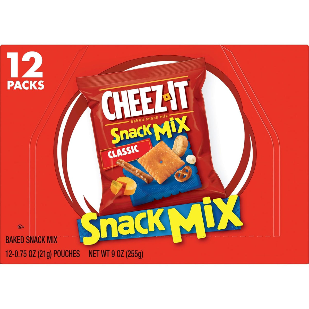 Cheez-It Snack Mix, Picnic and Road Trip Snacks, 12 Individually Wrapped Pouches That Fit in Any Backpack