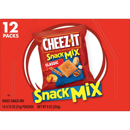 Cheez-It Snack Mix, Picnic and Road Trip Snacks, 12 Individually Wrapped Pouches That Fit in Any Backpack