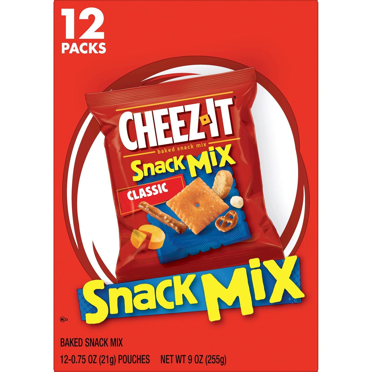 Cheez-It Snack Mix, Picnic and Road Trip Snacks, 12 Individually Wrapped Pouches That Fit in Any Backpack
