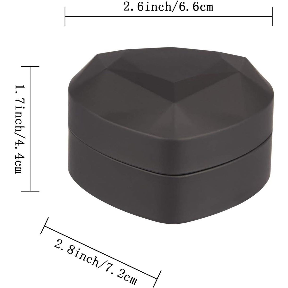 compact dimensions of 2.8 x 2.6 x 1.7 inches with a single ring slot (~5mm)
