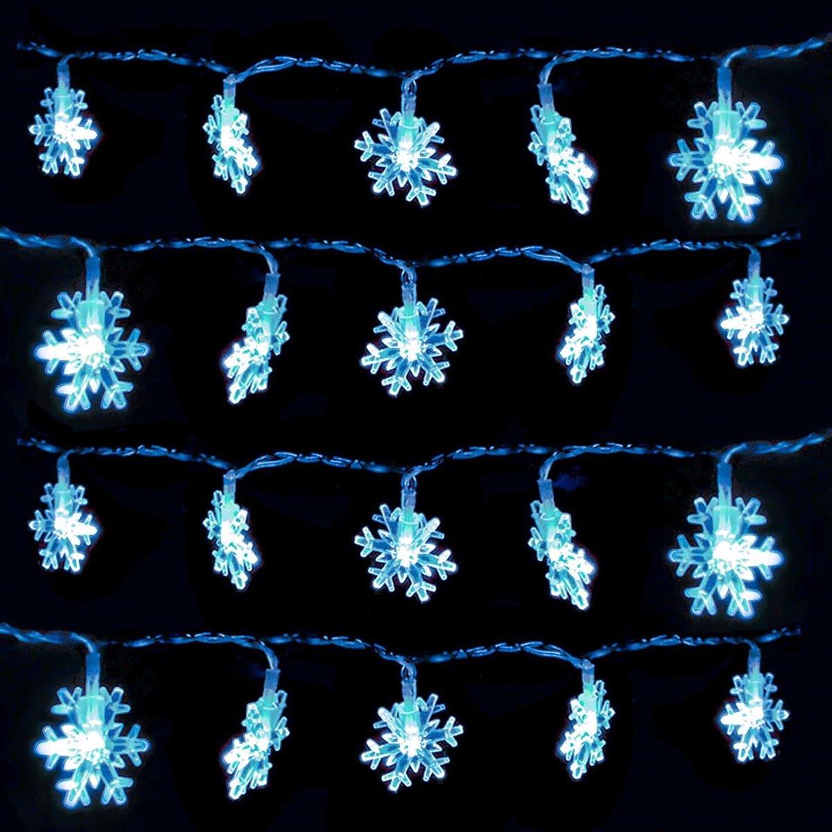 DomeStar Winter Snowflake String Lights – Minimalist Nordic Decor for Apartment Walls, Battery Powered LED Accent Lighting