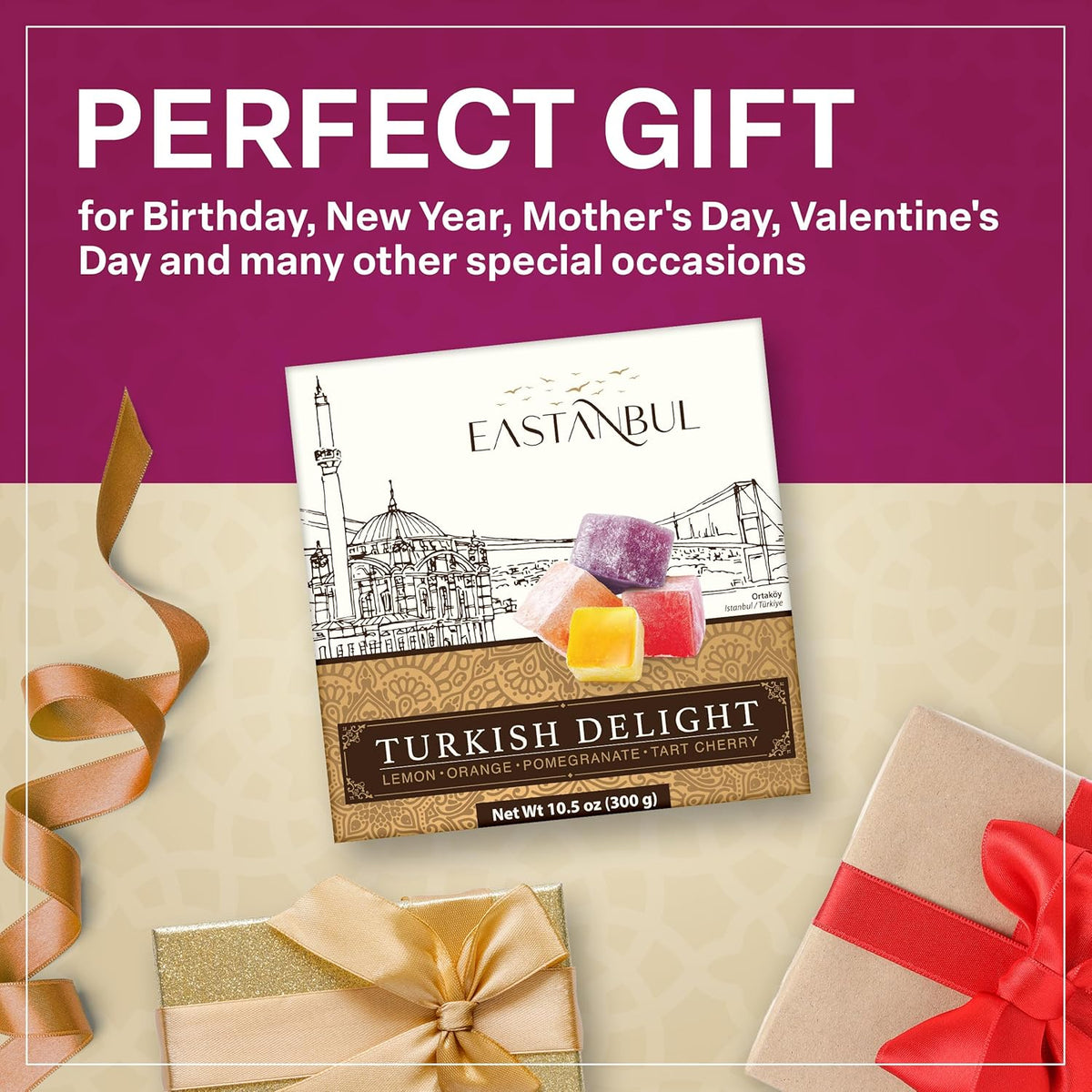 Eastanbul Imported Lokum Candy, Durable Sealed Packaging for On-the-Go Gifting and Outdoor Hosting