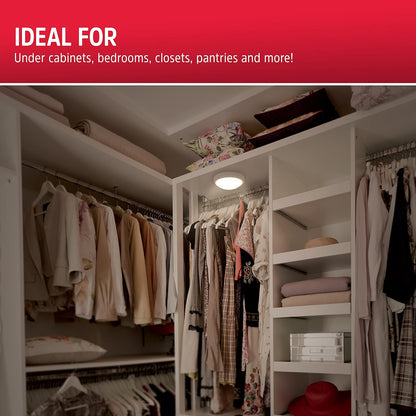 Energizer Stick-On LED Puck Lights 4-Pack – Fire-Free Closet and Under-Cabinet Lighting for Renter-Friendly Homes