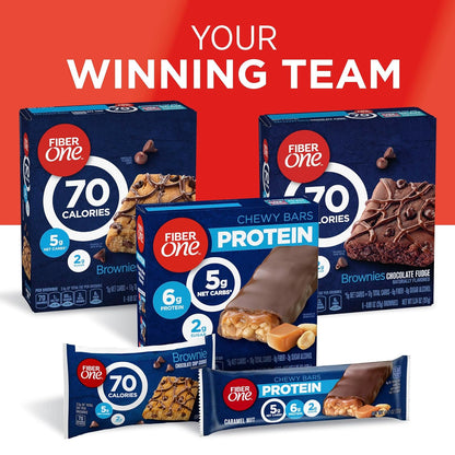 Fiber One 70 Calorie Brownies – Portion-Controlled Lunchbox Treat for Kids' School Meals, 70 Cal
