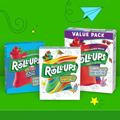 Fruit Roll-Ups Fruit Flavored Snacks Tropical Tie-Dye – Grab-and-Go Treat for Outdoor Birthday Parties