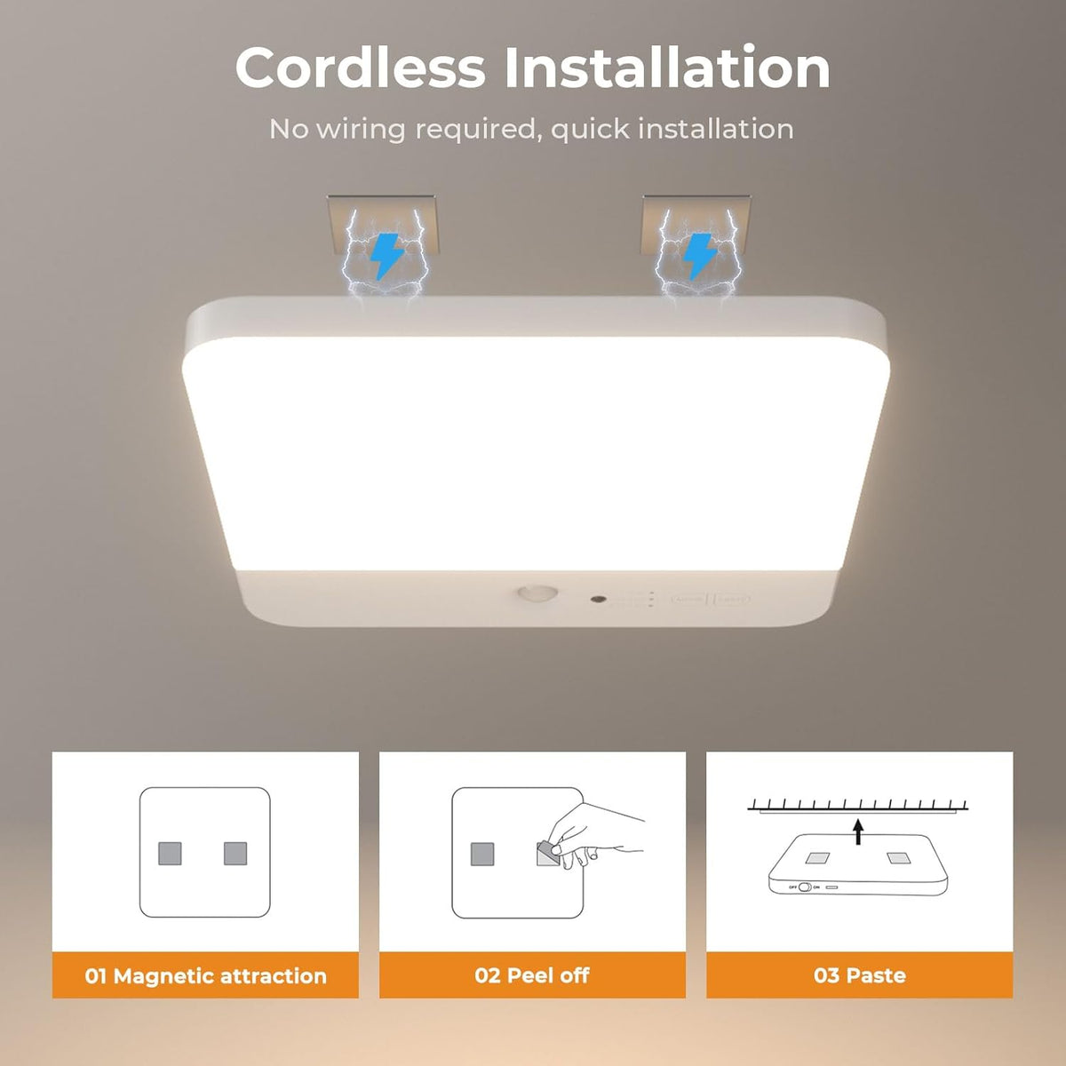 FULEN Wireless Motion Sensor Light – Cordless Stairway Light with Auto Shut-Off for Safe Nighttime Navigation