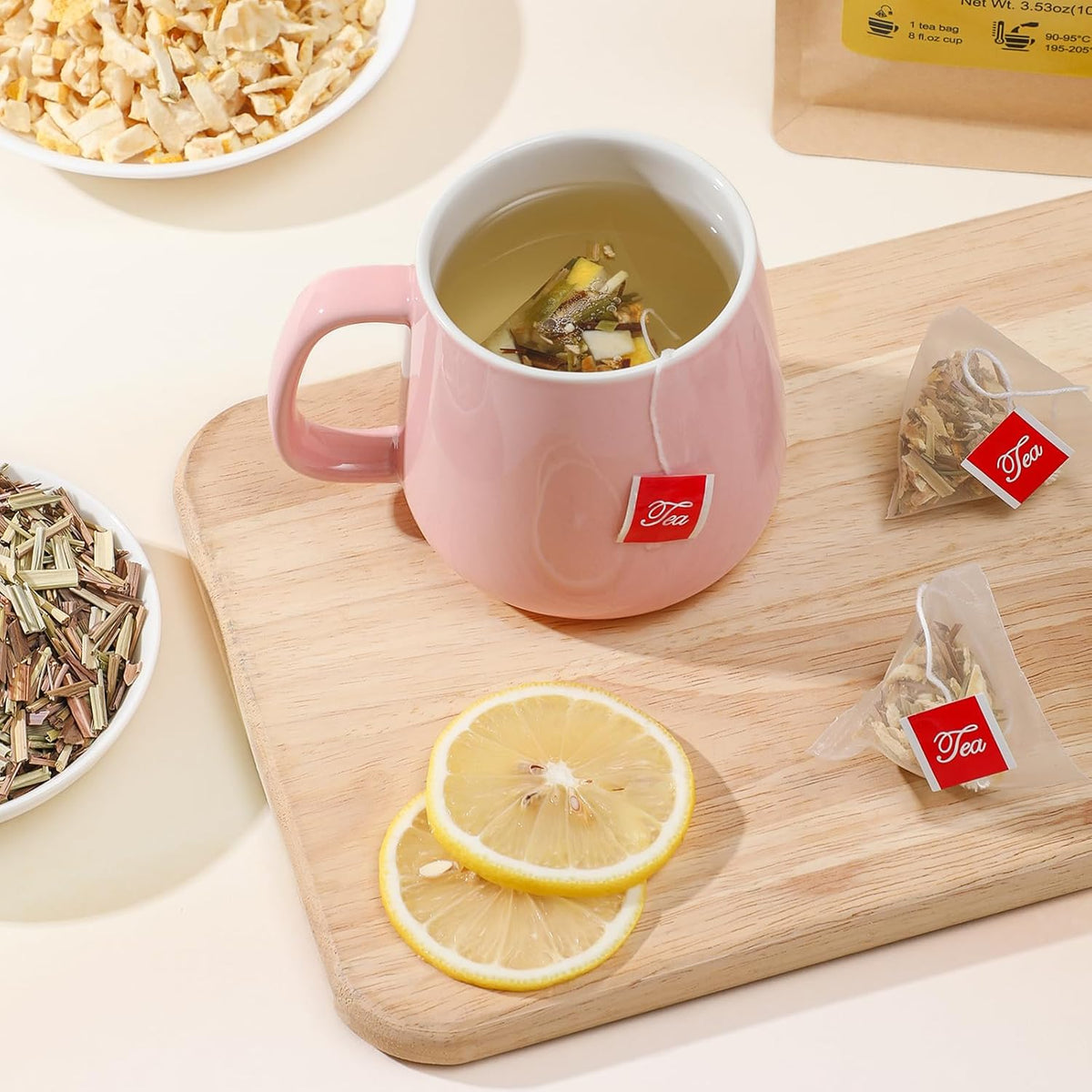 FullChea Lemon Ginger Wellness Tea – Adhesive-Free Sachets for Bath Time Relaxation and Gut Health