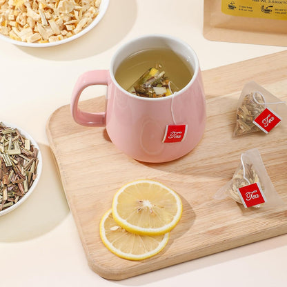 FullChea Lemon Ginger Wellness Tea – Adhesive-Free Sachets for Bath Time Relaxation and Gut Health