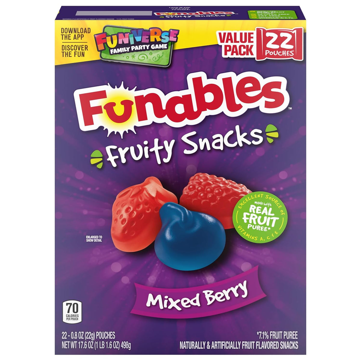 Funables Fruity Snacks Mixed Berry, Hostess-Ready Bulk Treat for Playdates and Family Gatherings, 22-Count