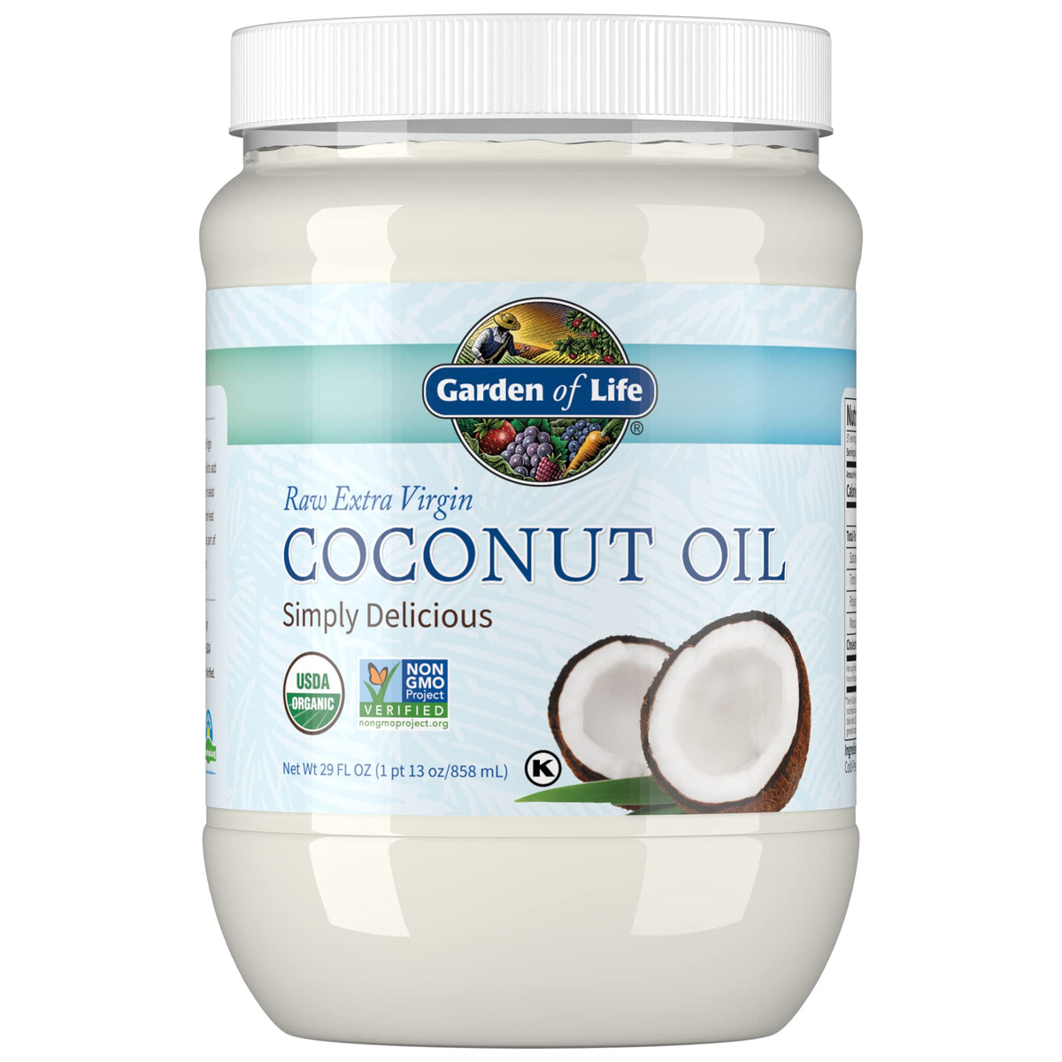 Garden of Life Coconut Oil for Hair, Skin, Cooking - Raw Extra Virgin Organic Coconut Oil, 57 Servings - Pure Unrefined Cold Pressed Oil with MCTs for Body Care or Baking, Aceite de Coco Organico
