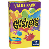 Gushers Strawberry and Tropical Gummy Snacks for Kids School Snacks and Recess – Gelatin Free, Juicy Fruit Center
