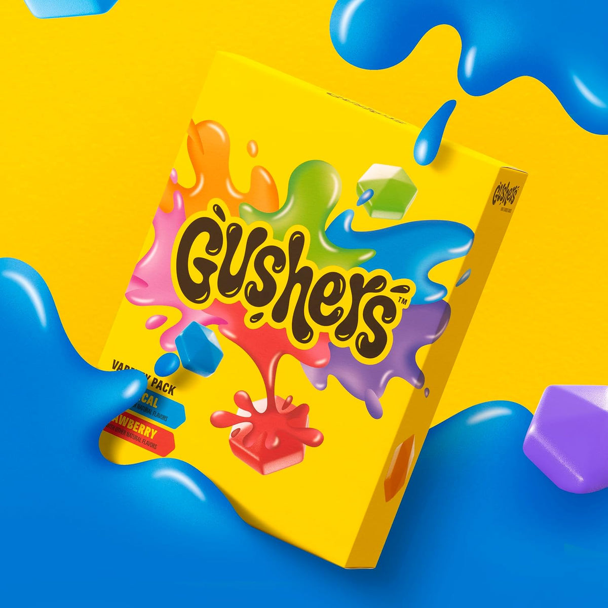 Gushers Strawberry and Tropical Gummy Snacks for Kids School Snacks and Recess – Gelatin Free, Juicy Fruit Center