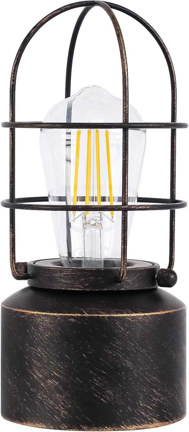 Haian Support Gold Rustic Touch Lamp - Antique Industrial Nightstand Accent for Loft Living Rooms and Rustic Themed Bedrooms