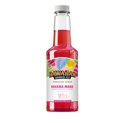 Hawaiian Shaved Ice Bahama Mama Syrup - Nut Soy Dairy Free - Flavor Fluffy &amp;amp; Crunchy Snow Cones - Shelf Stable - Makes 8 Servings - 16 ounces