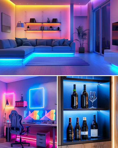 HitLights 5050 RGB LED Lights – Workspace Mood Lighting for Late Night Work Sessions, 19 Dynamic Modes