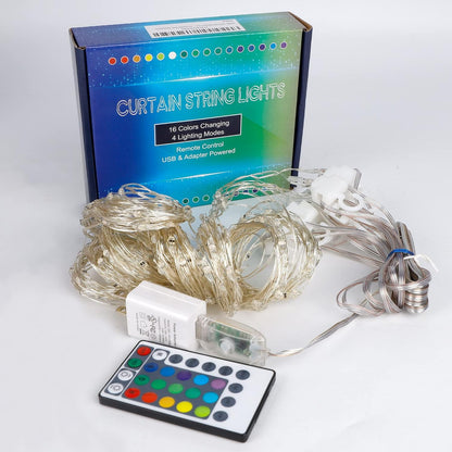 HOME LIGHTING RGB Curtain Fairy Lights – Dimmable Mood Lighting for Studio Apartment and Entryway, USB & Adapter