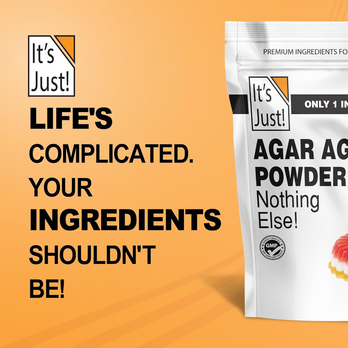 It's Just - Agar Agar Powder 6oz Non GMO Red Algae Thickener for Wellness Pantry and Balanced Plant Based Lifestyles