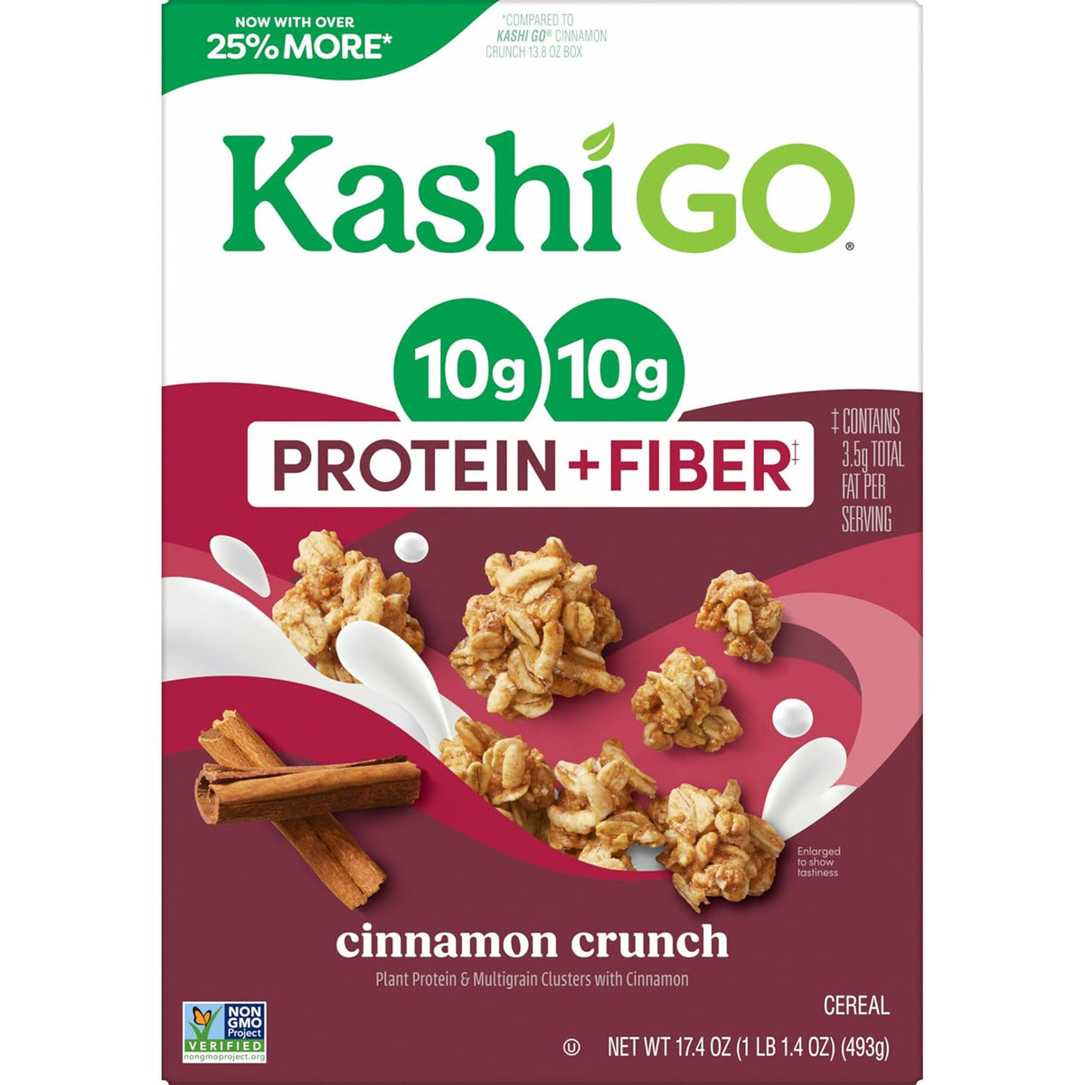 Kashi GO Cinnamon Crunch Cereal – Mindful Eating Pick with 10g Plant Protein and Fiber for a Nourishing Start