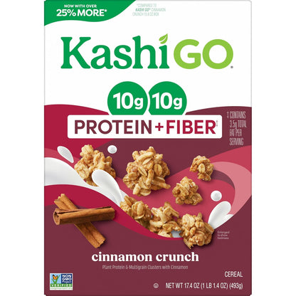 Kashi GO Cinnamon Crunch Cereal – Mindful Eating Pick with 10g Plant Protein and Fiber for a Nourishing Start
