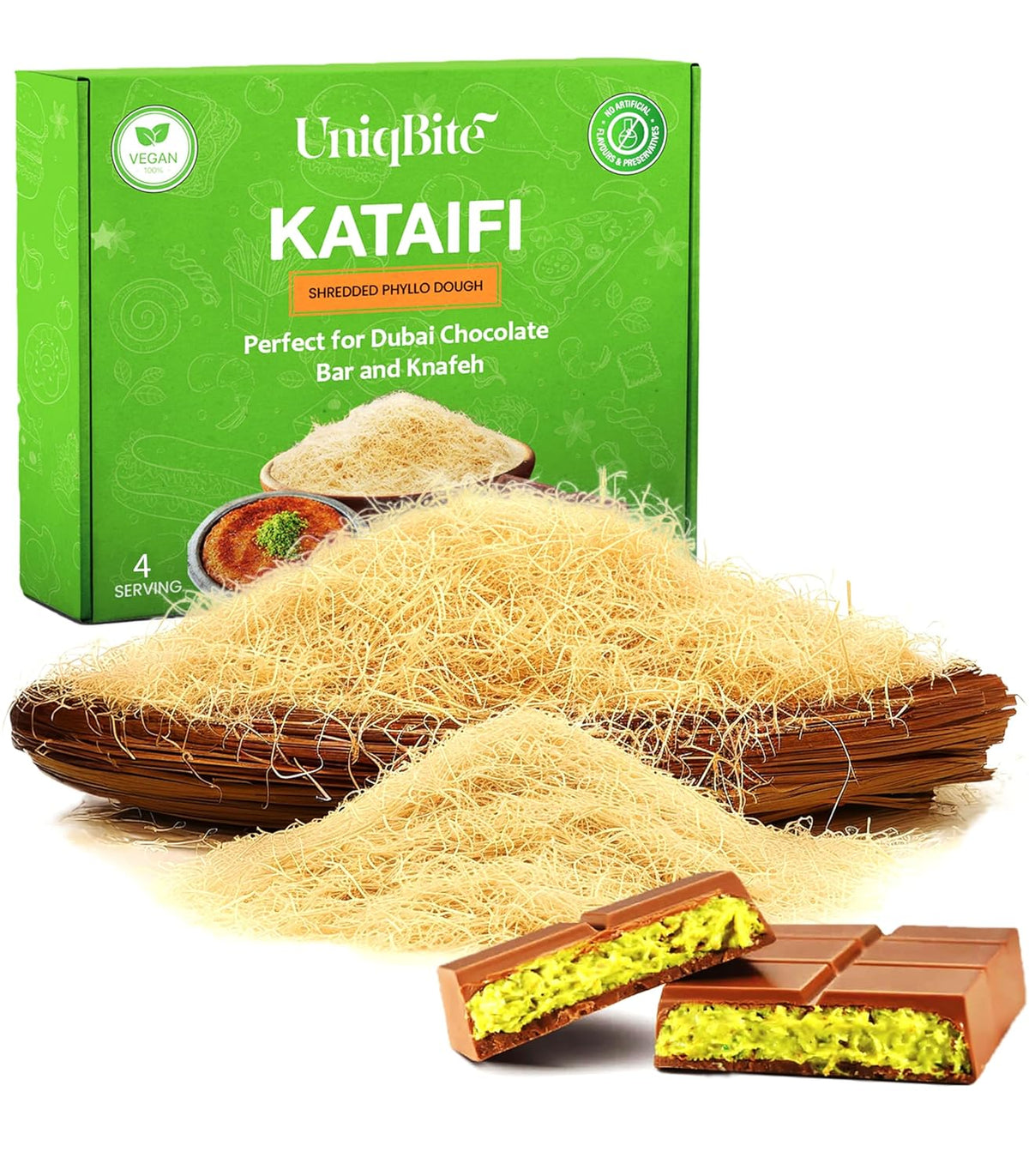 Kataifi Heritage Shredded Dough – Premium Pantry Essential for Sophisticated Knafeh, Baklava, and Chocolate Bar Artistry