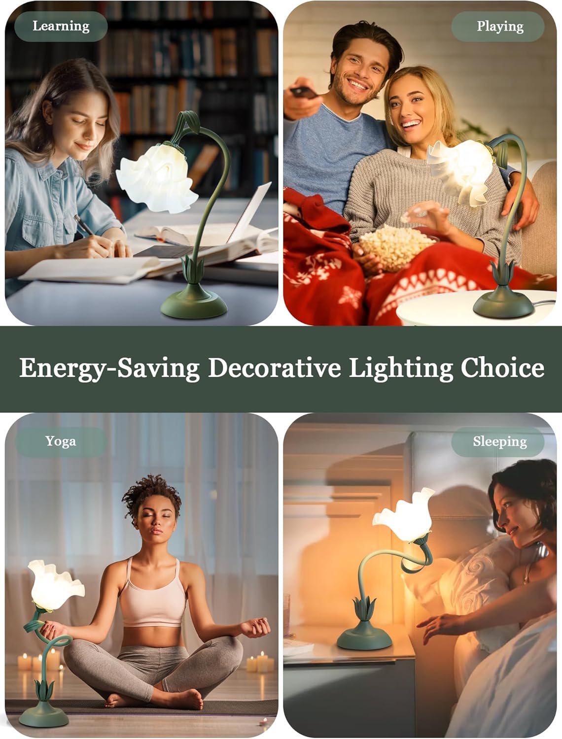 Kawaii Flower Bedside Study Lamp – Compact 5.9-Inch Footprint Reading Light for Dorm Room Desks and Shared Apartment Workspaces