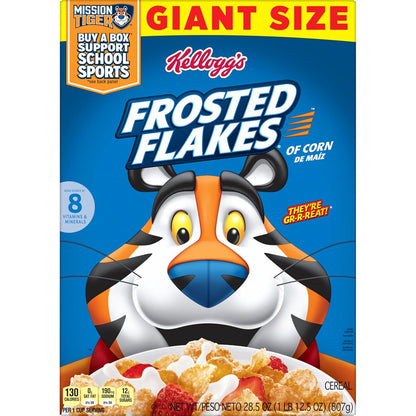 Kellogg's Frosted Flakes Giant Box Cereal, Family-Sized Kids' Breakfast Staple with Eight Added Vitamins and Minerals