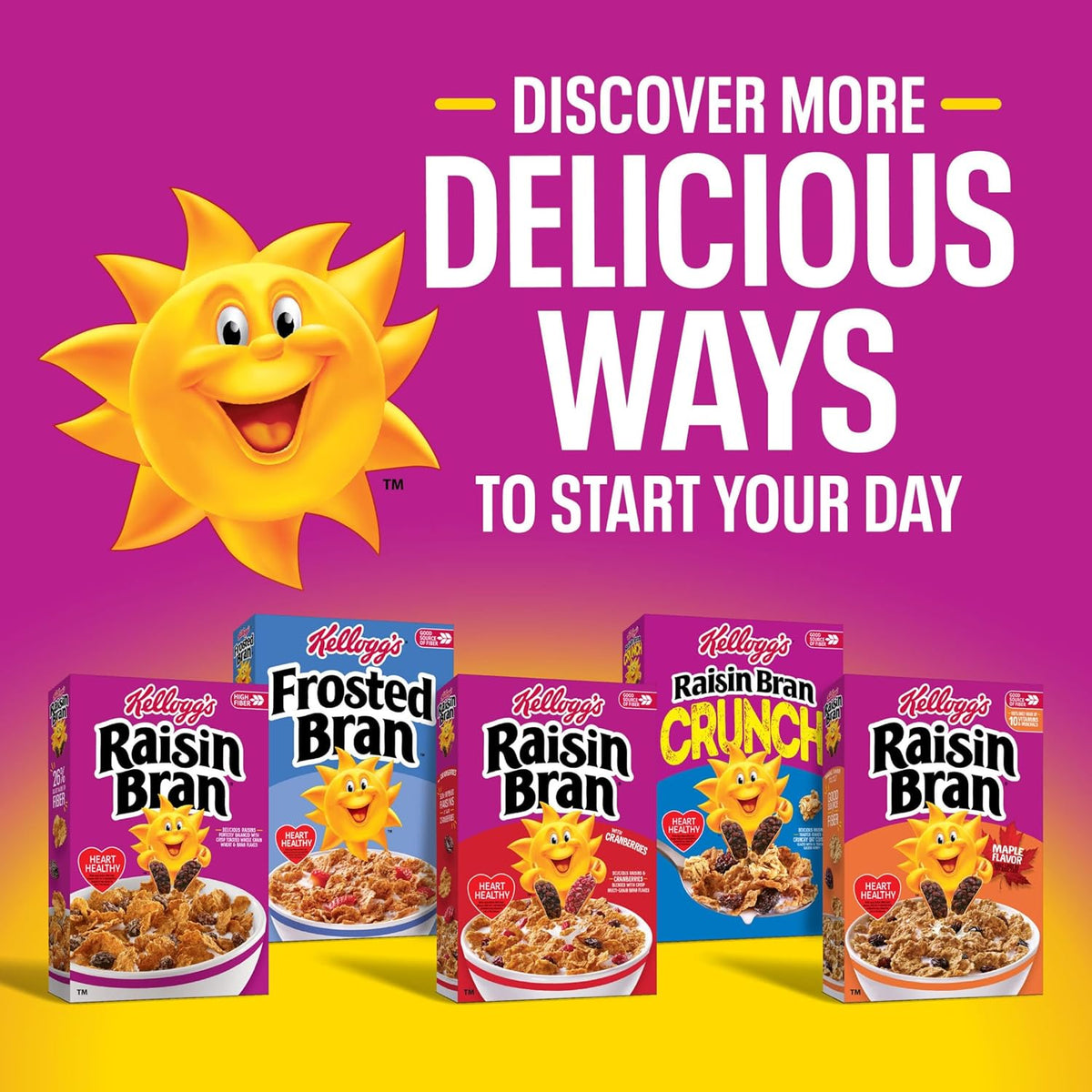 Kellogg's Raisin Bran Kosher Pareve Cereal, Steady-Fiber Morning Choice for Long-Term Wellness Routines