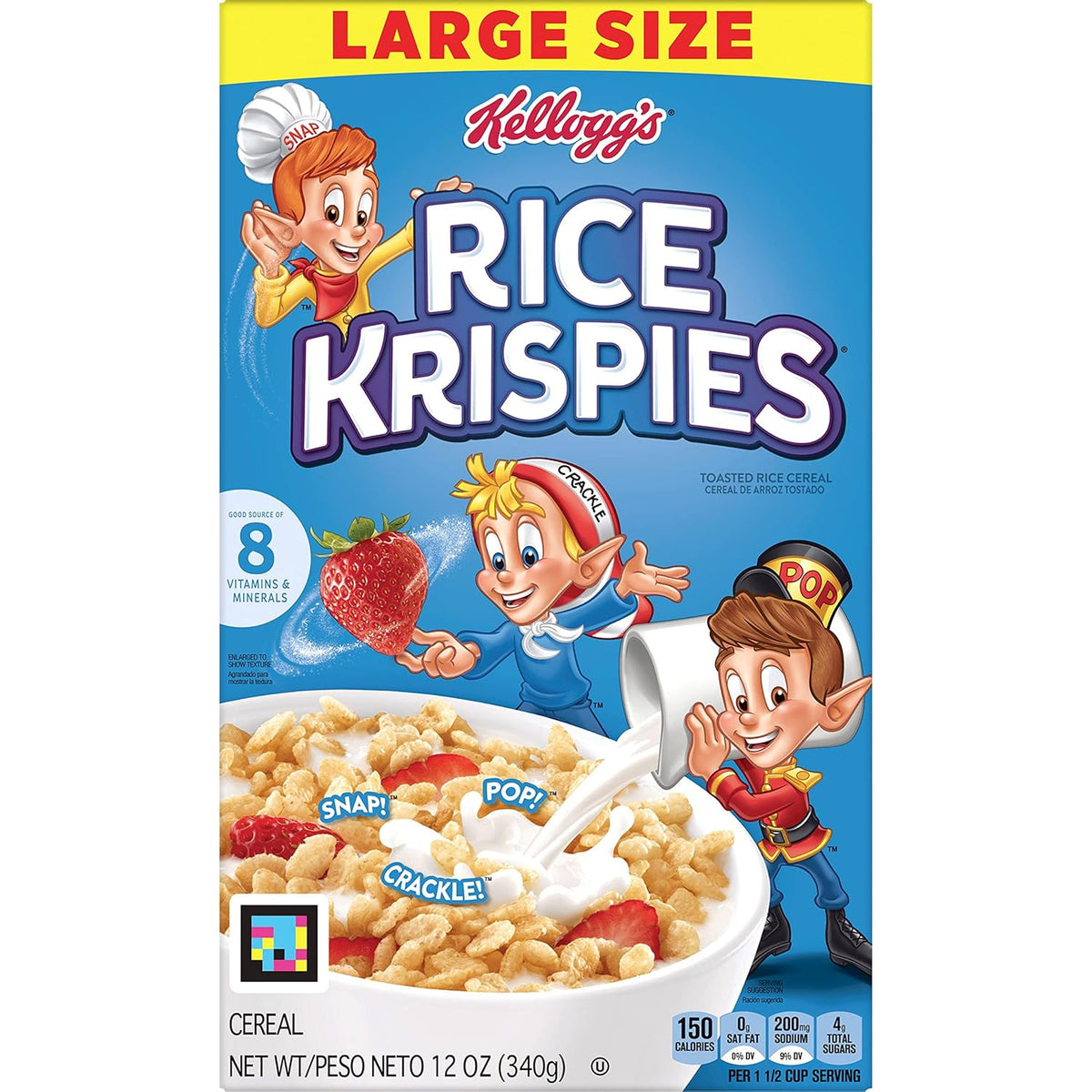 Kellogg's Rice Krispies Cereal – Fast Pre-Work Study Breakfast for the Kitchen Counter, Low Sugar 24oz