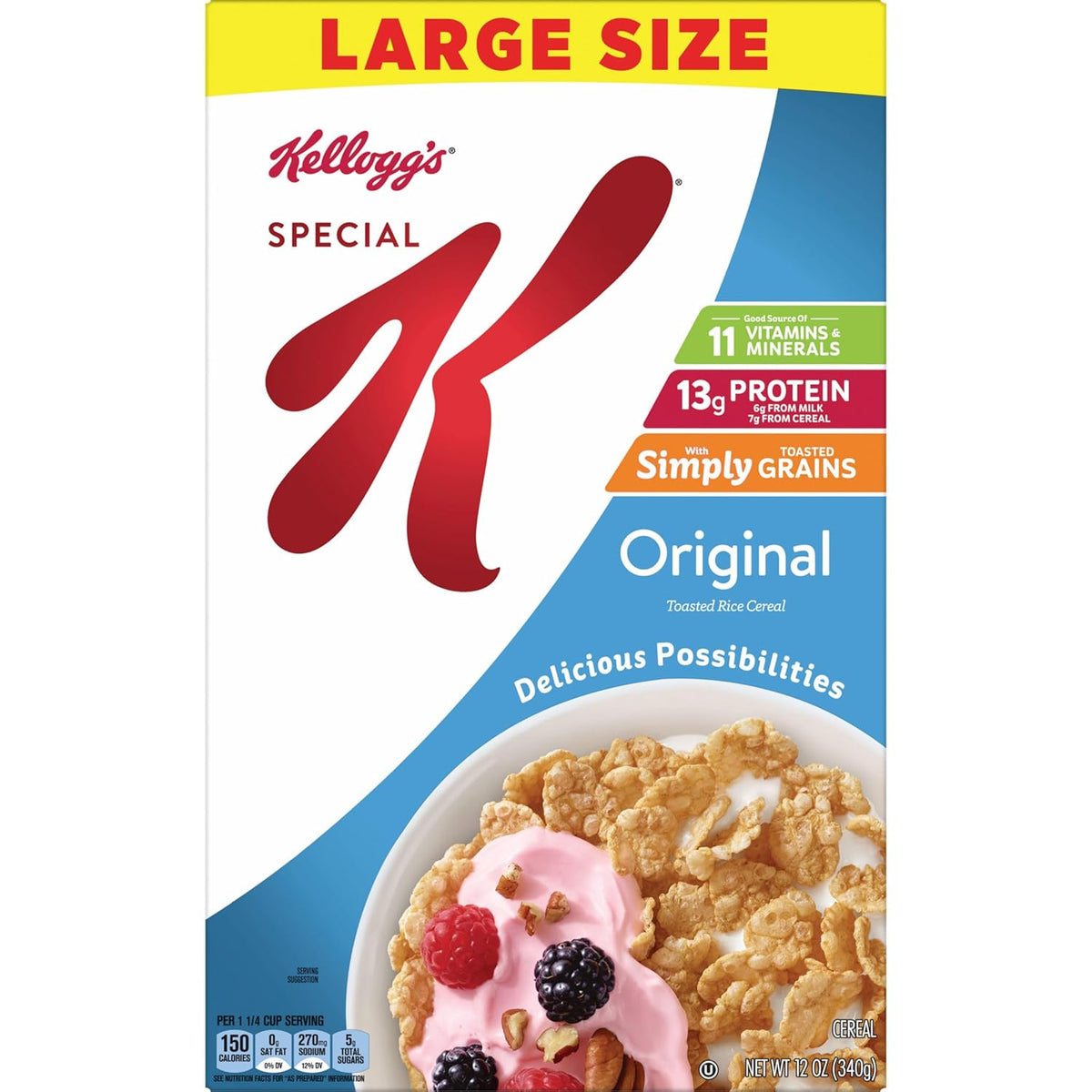 Kellogg's Special K Fiber Cereal – Balanced Morning Ritual for Calorie-Conscious Lifestyles, Ready-to-Eat with Added Vitamins and Minerals