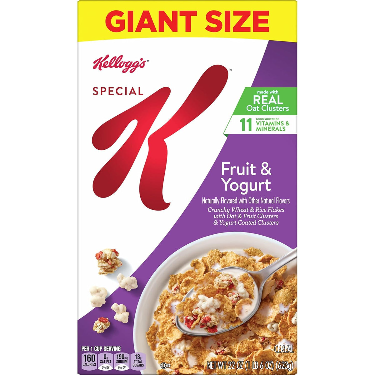 Kellogg's Special K Fruit and Yogurt Cereal – Low Fat Nutritious Cereal for Active Lifestyle and Self Care Mornings, 22oz Box
