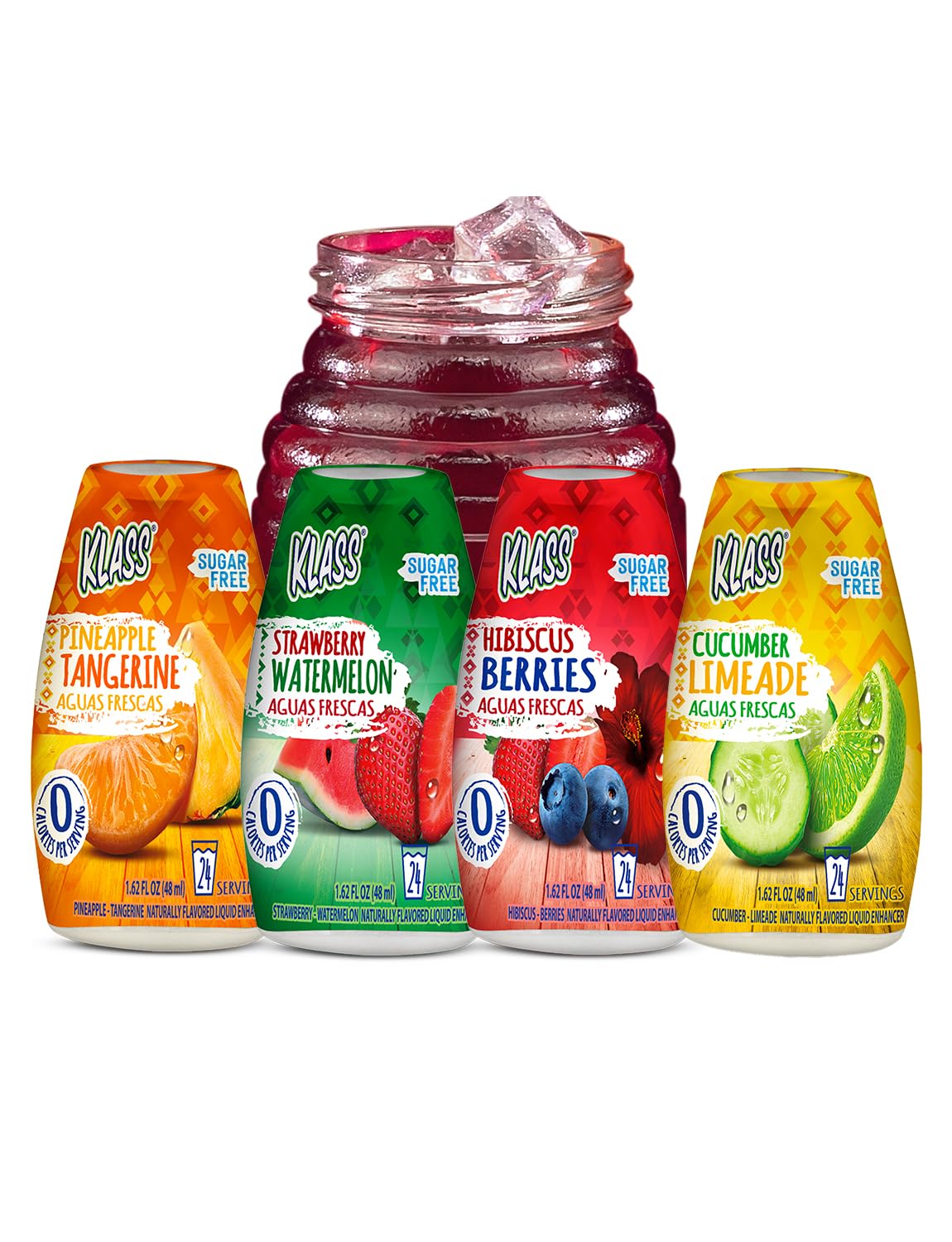 Klass Aguas Frescas Water Enhancers Variety Pack 1.62 ounces (Pack of 4, Makes 24 servings each))